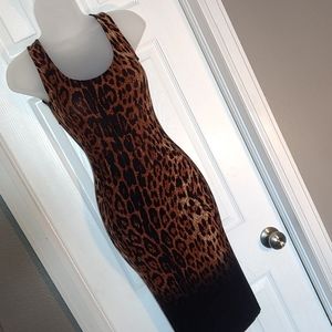 Cheetah leopard print cotton stretch pencil dress